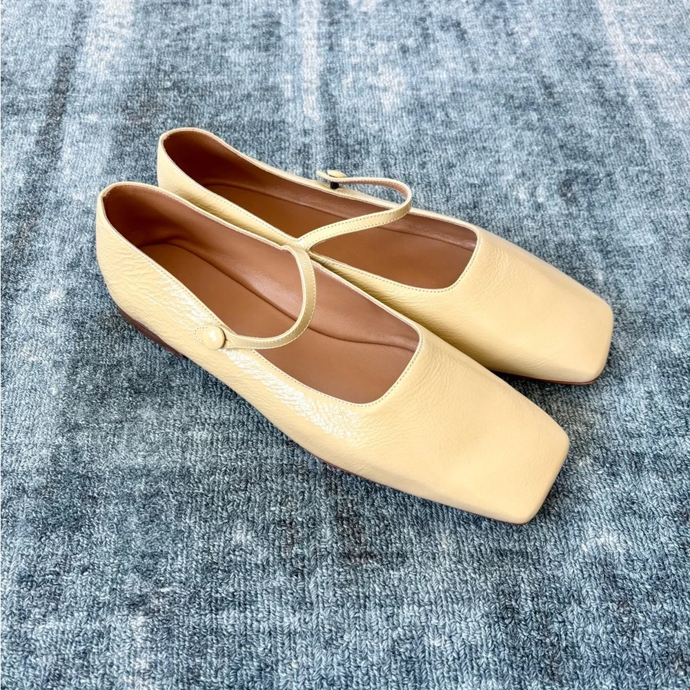 Mansur Gavriel Square Toe Mary Jane Flat in Jasmine + Free tote bag - Picture 3 of 9